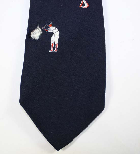 Vtg Dogers Baseball 60s Hand Painted Silk Tie Necktie