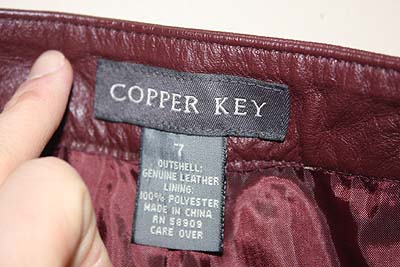 WOMENS COPPER KEY SOFT LEATHER FASHION PANTS sz 7 NWT  