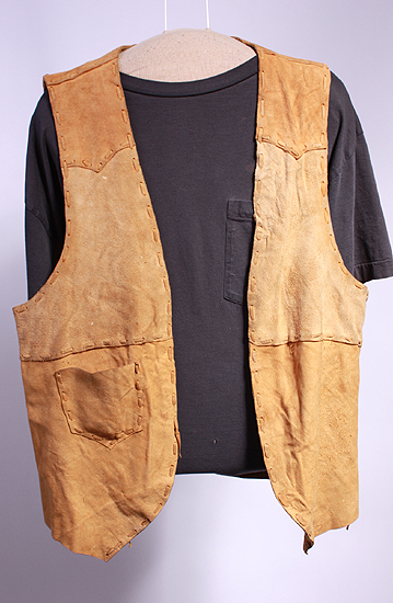 MENS VTG CAMEL SOFT LEATHER HANDMADE WESTERN VEST sz M  