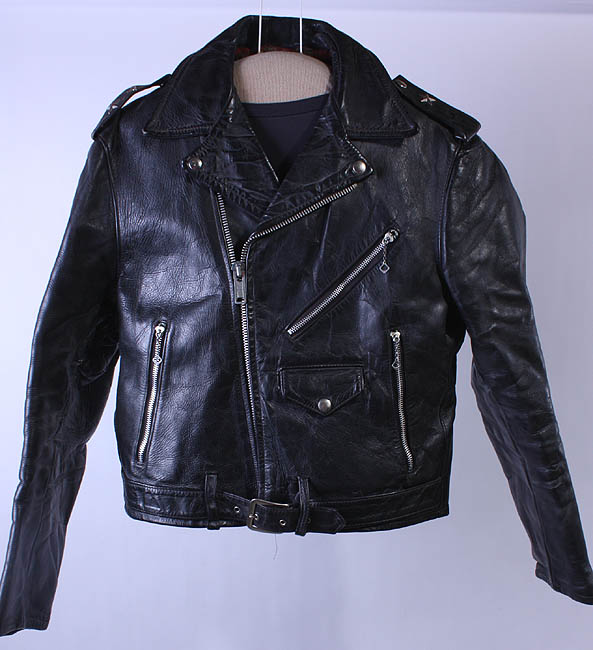 VTG 2 STAR LEATHER BIKER/MOTORCYCLE COAT/JACKET sz M  