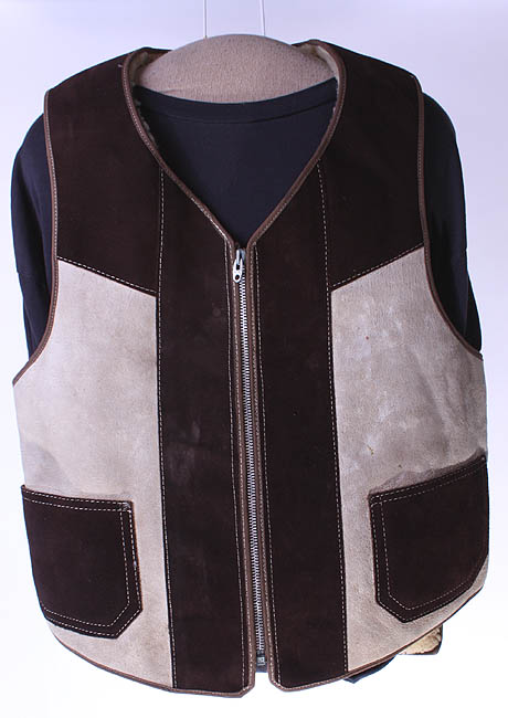 MENS VTG SOFT LEATHER/SHEEPSKIN WESTERN/TRUCKER VEST M  