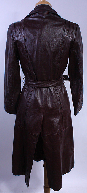 WOMENS VTG CUTE SOFT LEATHER MOD LONG BELTED COAT sz M  