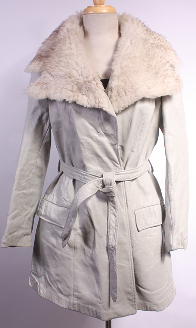 WOMENS VTG SOFT LEATHER/REAL SHEEPSKIN TRIM COAT sz XL  